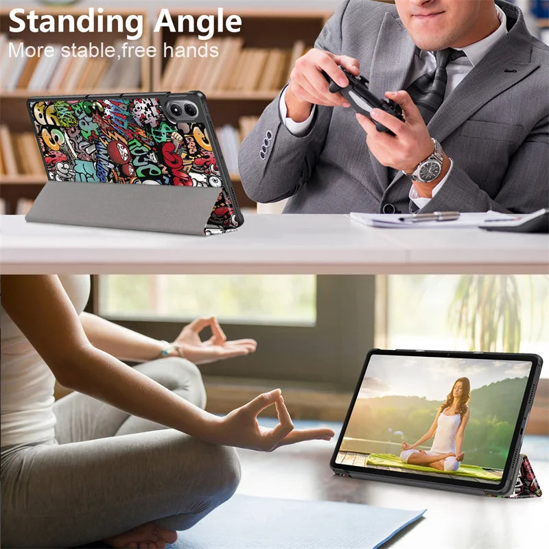 Fashion Print Magnetic Smart Stand PU Leather Case for Xiaomi Poco Pad M1 12.1" 2025