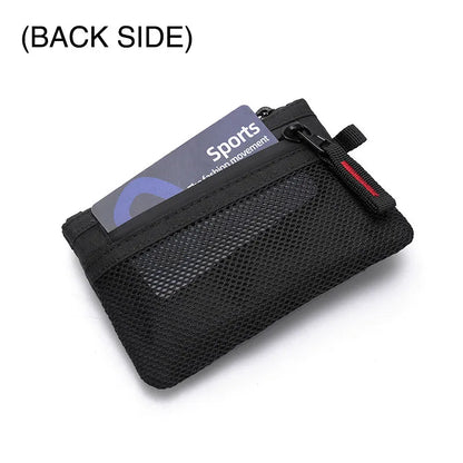 RFID Nylon Mini Wallet with Zipper & D-Ring Clip