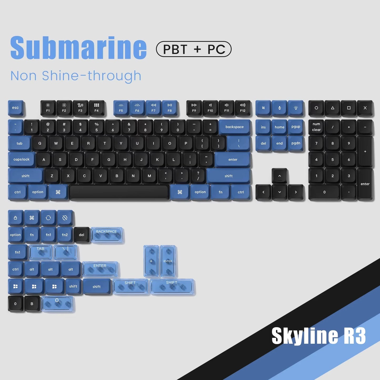 143 Key Low Profile PBT Keycaps – RGB Shine-Through, 60%/87/104, Cherry/Gateron MX