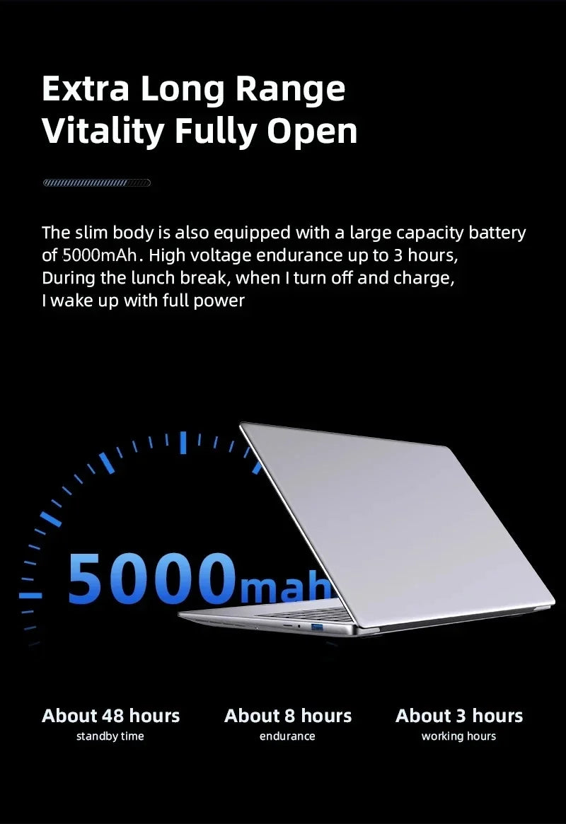 Portable Ultra-Slim Laptop – Intel Core i7-9850H, 12GB RAM, up to 2TB SSD, 4K, Windows 11 | Office & Study Notebook