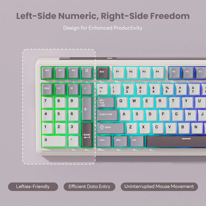 RK ROYAL KLUDGE L98 Left-Handed Mechanical Keyboard – 95%, Gasket, Tri-Mode, RGB, Hot-Swap