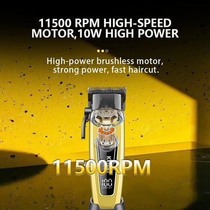 Kemei Professional Brushless Hair Clipper – 11500 RPM DLC Blade Cordless Trimmer