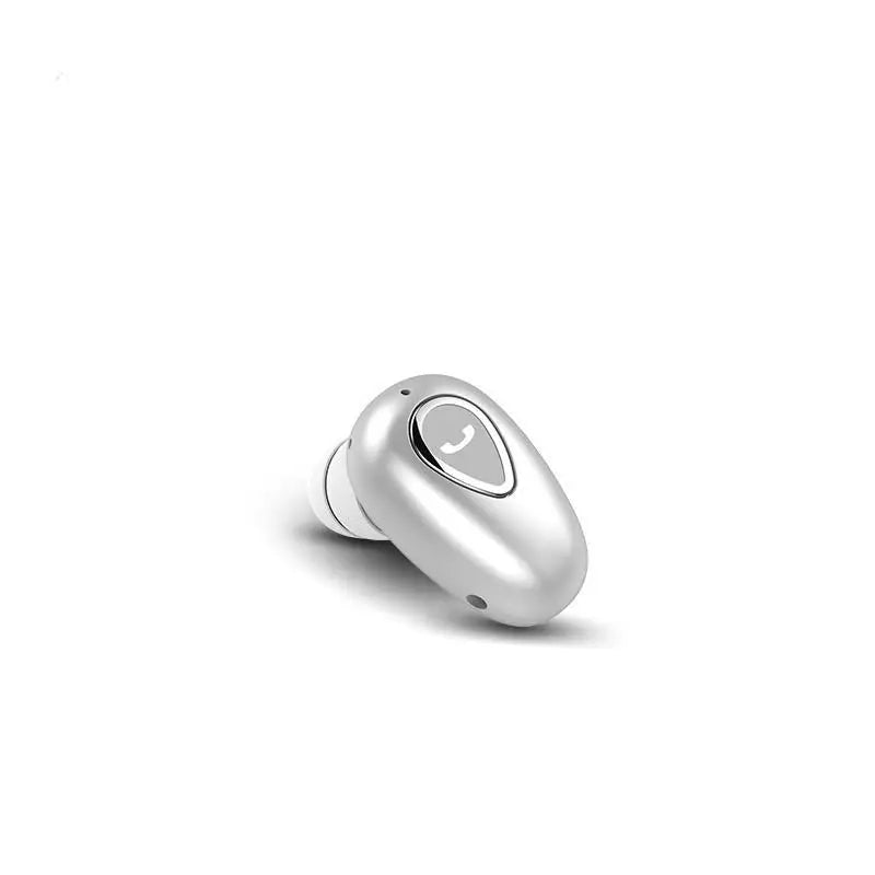 Mini R.E.D. Shopping Bluetooth 5.0 earbuds with in-ear design, wireless audio, and built-in microphone for hands-free calls.