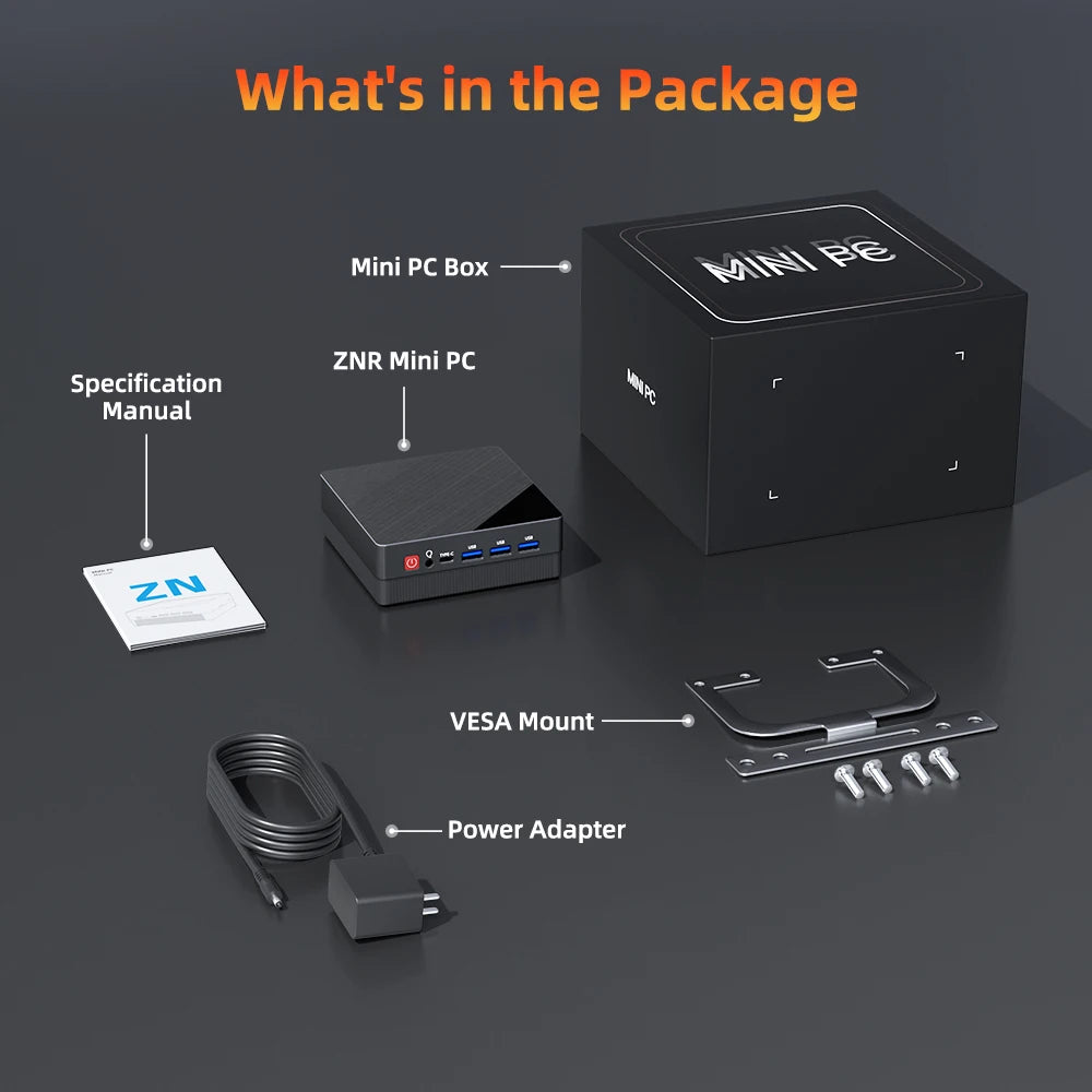TexHoo Mini PC – AMD Ryzen 7 7730U / R5 4300U / R3 5300U, DDR4, Triple Display, Dual LAN, WiFi 5, BT 4.0