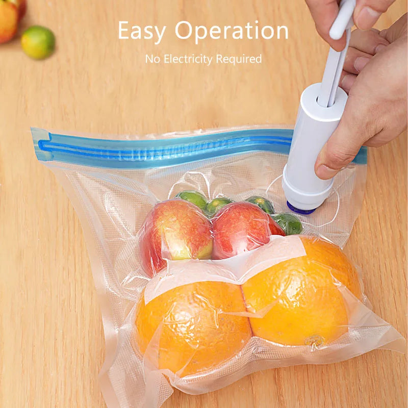 Sous Vide Vacuum Sealer Bags & Manual Pump – Reusable Food Saver Bags for Kitchen Food Storage