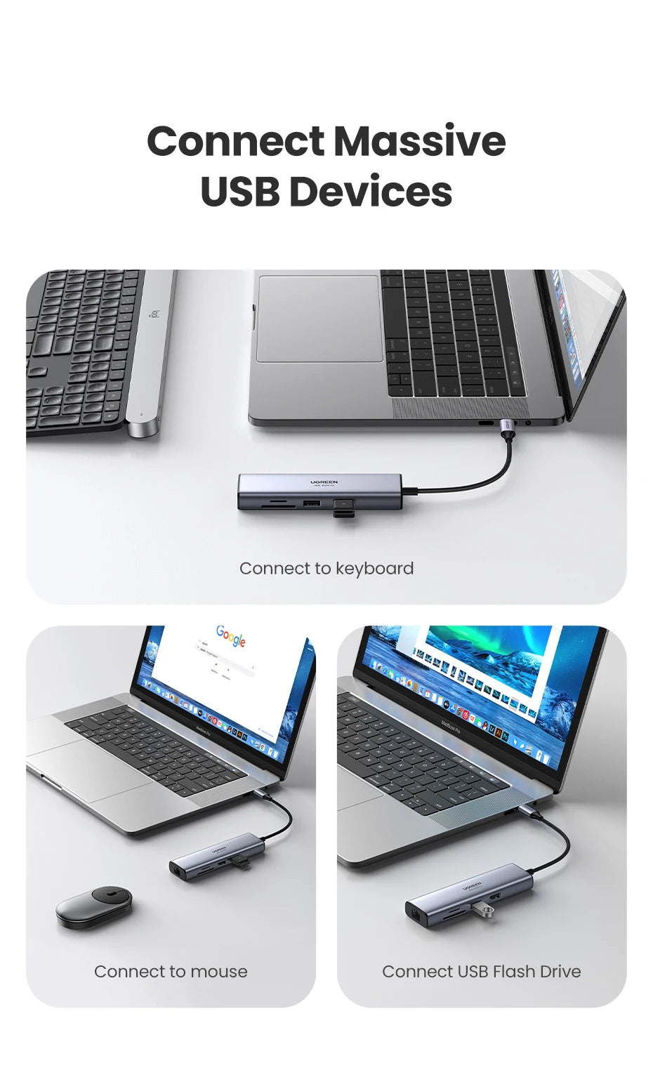 UGREEN CM512 7-in-1 USB-C Hub – 4K60Hz HDMI, PD100W, 5Gbps USB3.0, SD/TF, RJ45, MacBook & Laptop