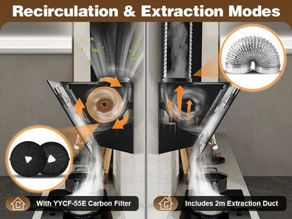 60cm Retro Wall Hood | 400m³/h Suction | A+++ | LED | Dual Filter
