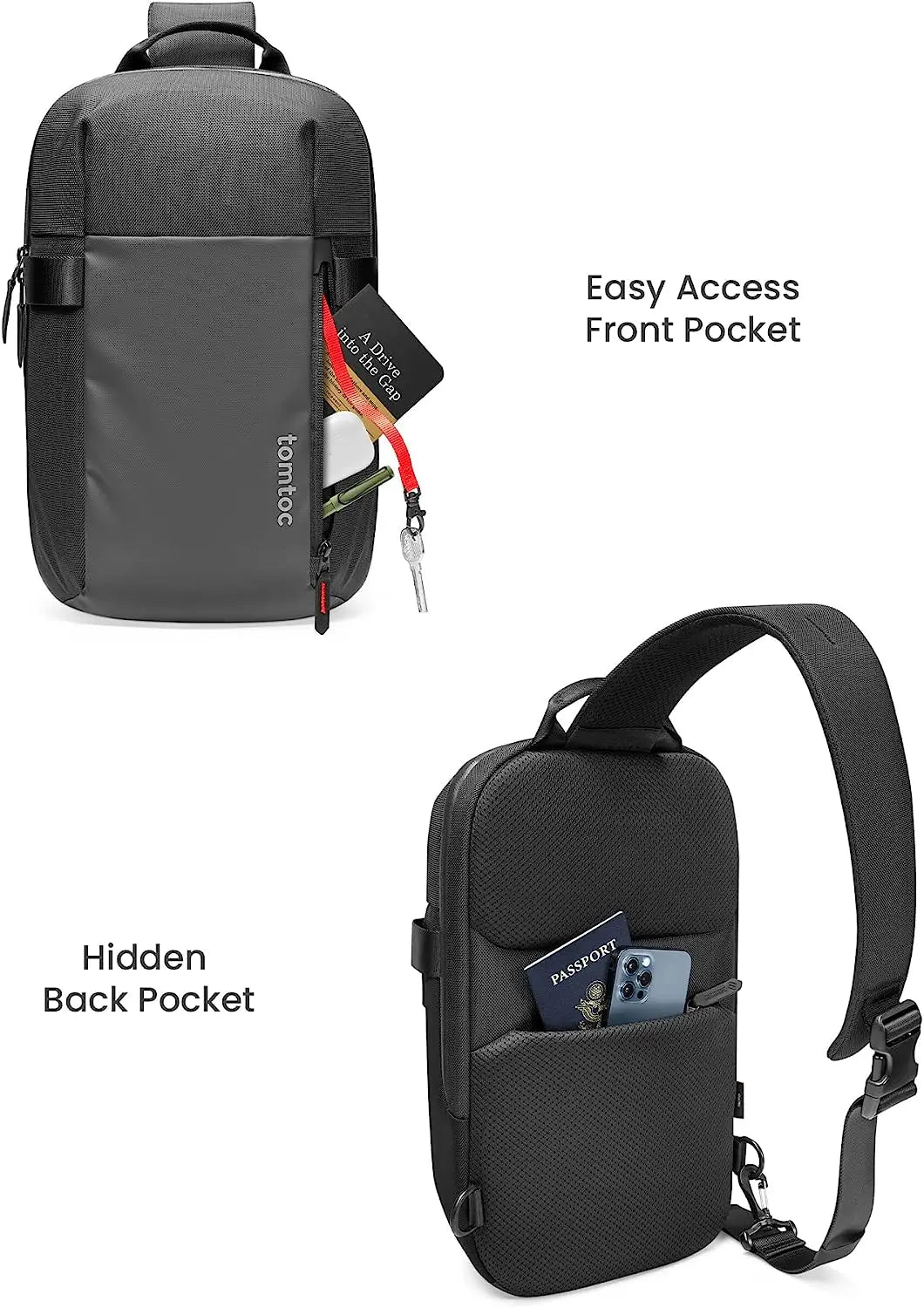 Airrniss 14" EDC Sling Bag – Minimalist Chest Crossbody Backpack for MacBook Pro M1/M2 A2779 A2442