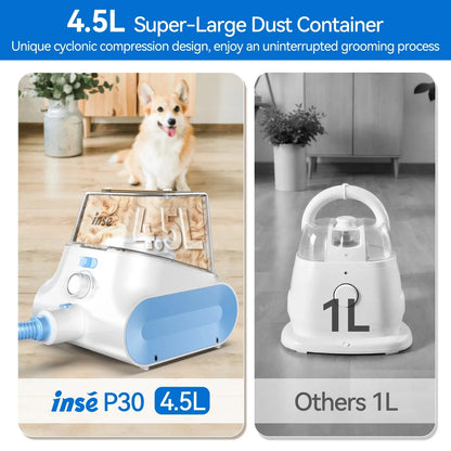 INSE P30 Dog Grooming Vacuum Kit – Ultra-Low Noise, 4.5L, Pet Clipper & Hair Cleaner