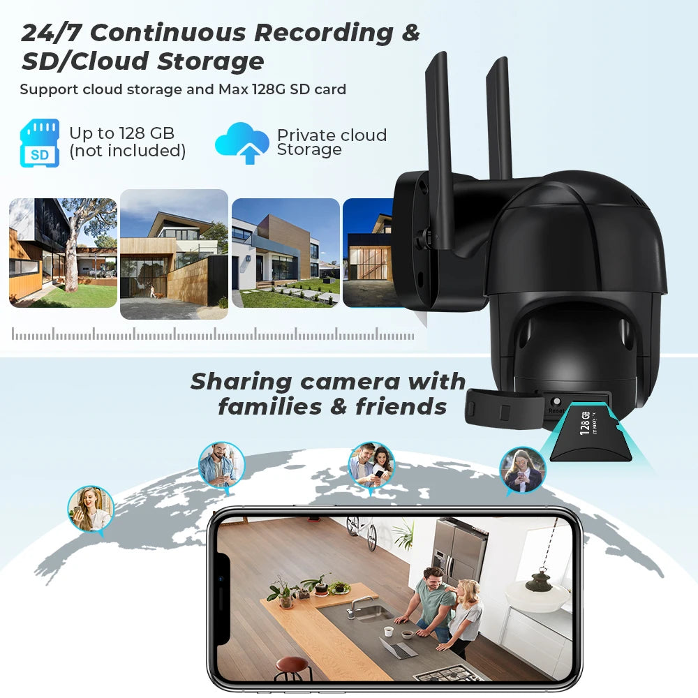 8MP 4K PTZ WiFi IP Camera – Auto Tracking, Speed Dome, Outdoor Smart Surveillance (ICSEE)