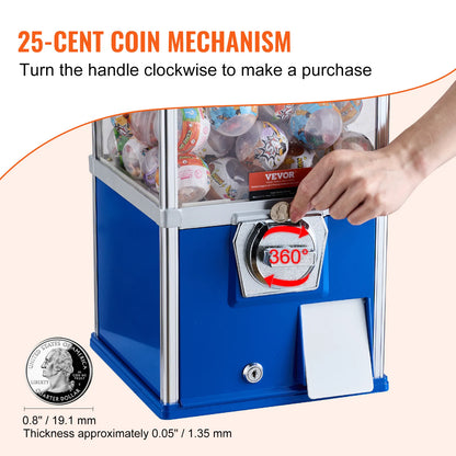 VEVOR 25" Coin-Operated Gumball Machine | Capsule Toy Dispenser for Kids
