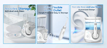 Home Water Flosser 600ml | 10 Pressure Settings | 6 Nozzles | EU Plug | Professional Oral Irrigator
