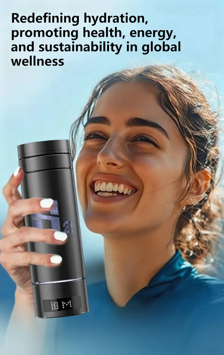 SPE PEM Hydrogen Water Generator Bottle – 9000ppb with Inhaler