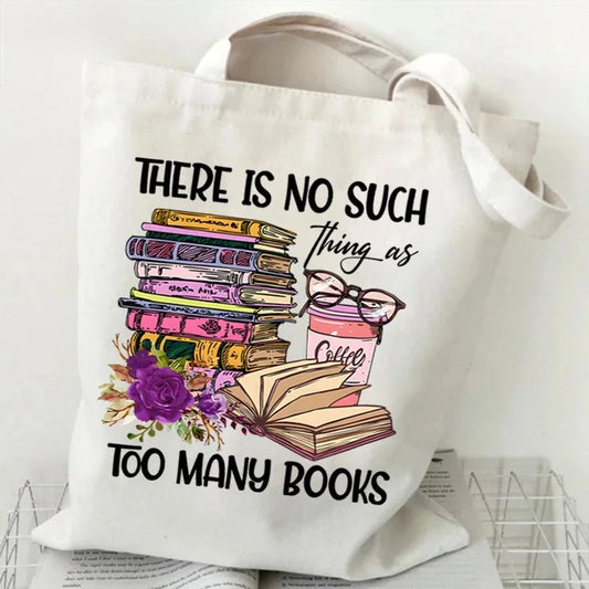 Just A Girl Who Loves Books Canvas Tote Bag - Vintage Rose Reusable Shopper for Book Lovers