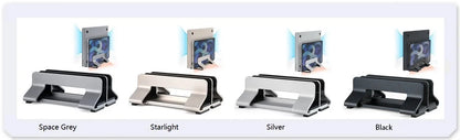 Aluminum Vertical Laptop Stand – Tool-Free, Adjustable 12–30mm, for MacBook, Lenovo, HP, Dell and More