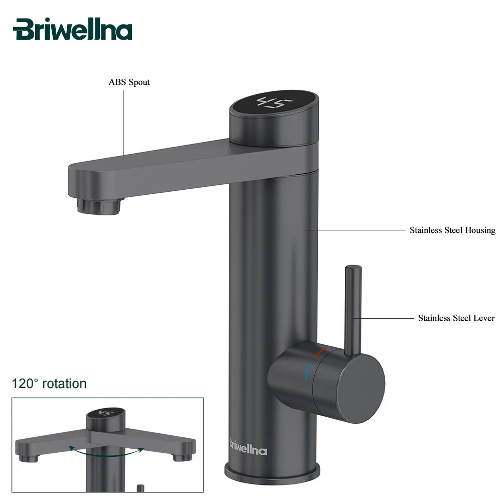 Briwellna 2-in-1 Instant Electric Water Heater Faucet | 3300W | 220V | Kitchen & Bathroom | CE Certified | EU Plug