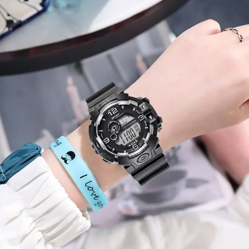 Men's Luminous Military LED Digital Watch - Waterproof, Silicone Strap, Calendar Display