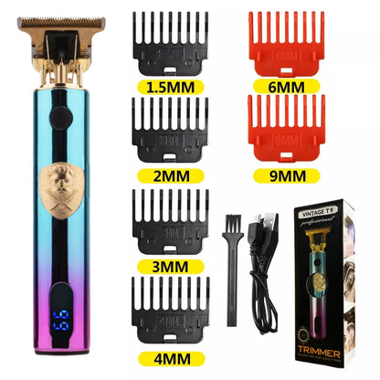 R.E.D. Shopping T9 LCD electric hair clipper with oil head precision trimmer for men's grooming and hair cutting.