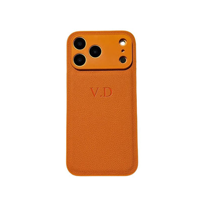 Custom Name Phone Case – 3D Hot Stamp Faux Leather for iPhone 13–17