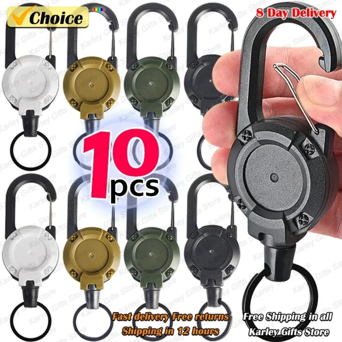 Heavy Duty Retractable ID Badge Reel with Carabiner