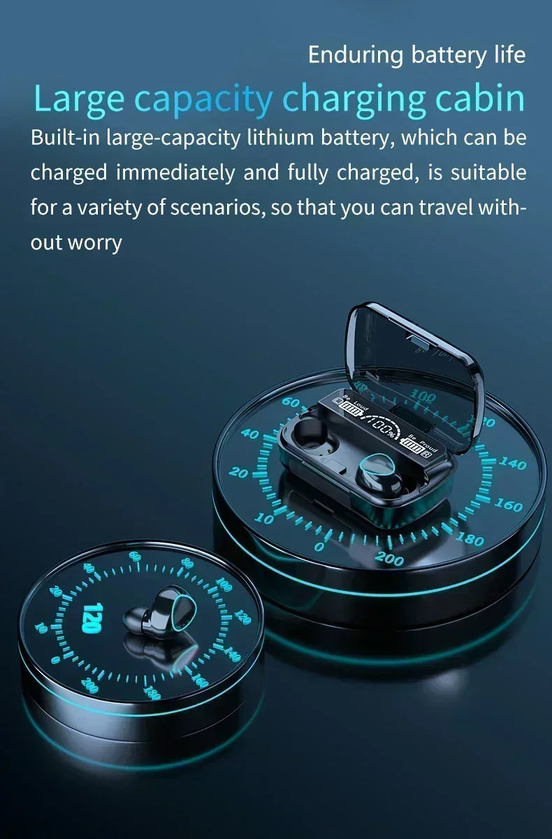 M10 Wireless Bluetooth TWS Sport Earbuds - Waterproof Music Headset for iPhone, Huawei, OPPO, Xiaomi