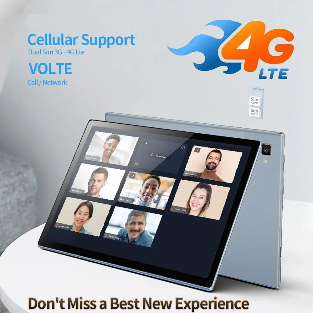 5G WiFi Calling Tablet 10.1" – Dual SIM, 8GB+256GB, Octa Core, 6000mAh, Android 12