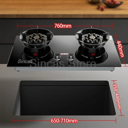 Sincas Dual Burner Gas Stove | Desktop & Built-in | Natural Gas & LPG | Ceramic Glass