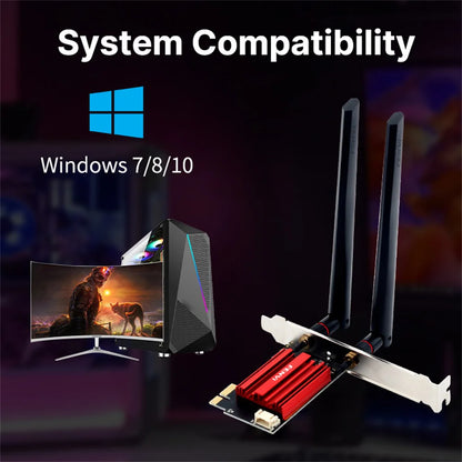 Fenvi FV-AC1200 PCIe WiFi Adapter | AC1200 Dual Band 2.4G+5G | Bluetooth 4.2 | Win 7/10/11 Desktop
