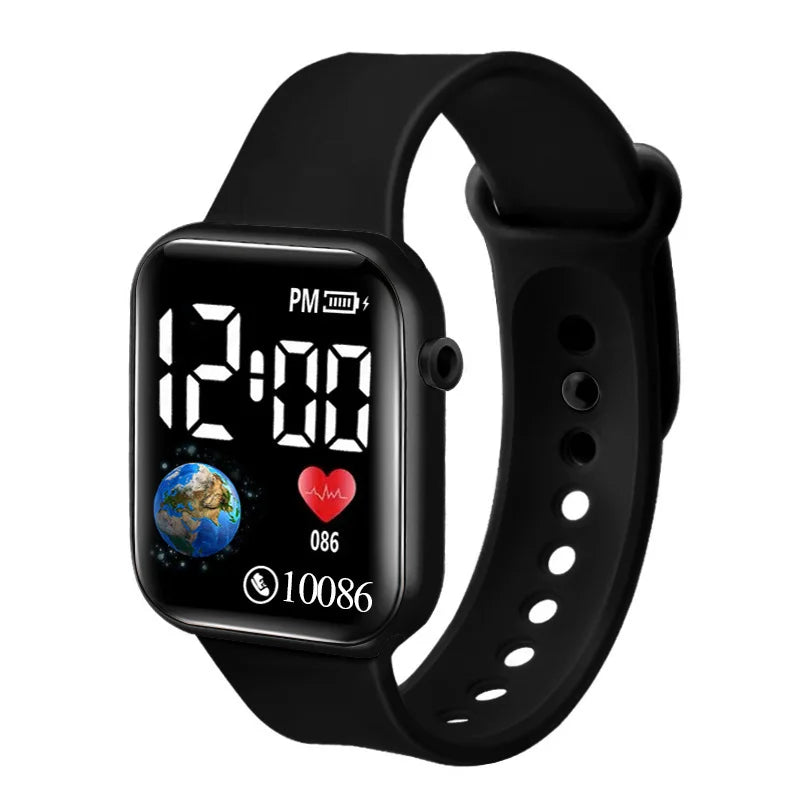 YIKAZE Kids LED Digital Watch – Silicone Strap, Cartoon Sport Wristwatch for Boys & Girls