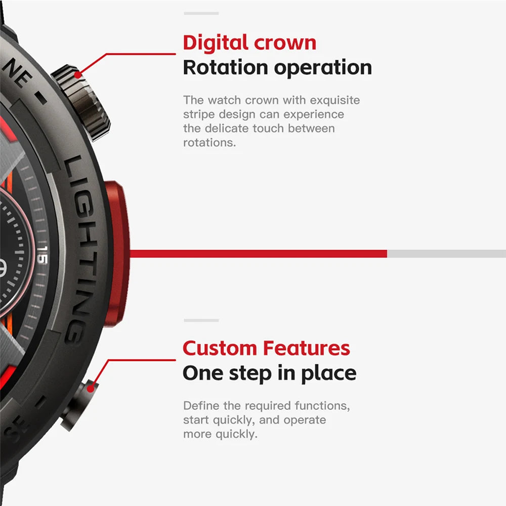 Imosi Outdoor Smart Watch with Flashlight – Sport Fitness Tracker, Blood Pressure, IP67