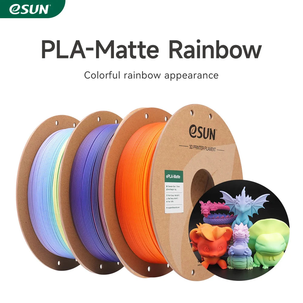 eSUN Rainbow Matte PLA Filament 1.75mm 1KG – For Bambu Lab & FDM Printers