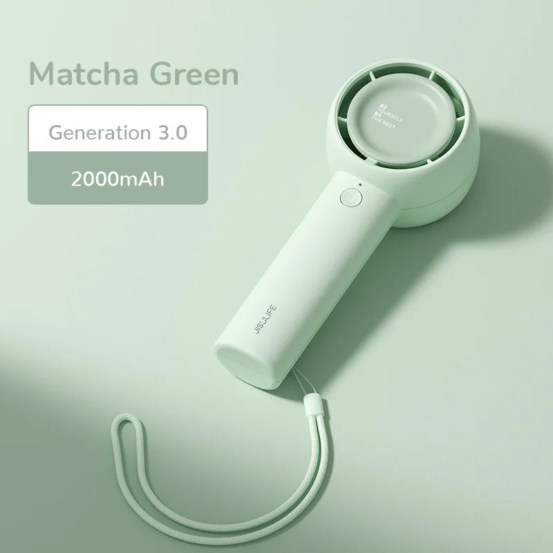JISULIFE Mini Portable Bladeless Fan | 4W Turbo | 2000/4500mAh | CE Certified | Pocket Hand Fan | White / Brown / Green