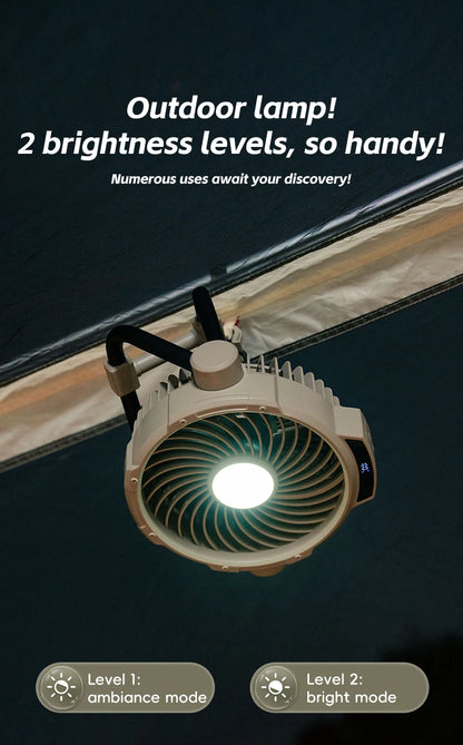 Portable 6-in-1 Outdoor Camping Fan 10000mAh – Wireless with Remote & LED Light