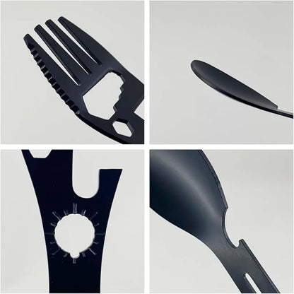 5-in-1 Camping Utensils Set | 316L Stainless Steel Fork, Knife, Spoon & Bottle Opener