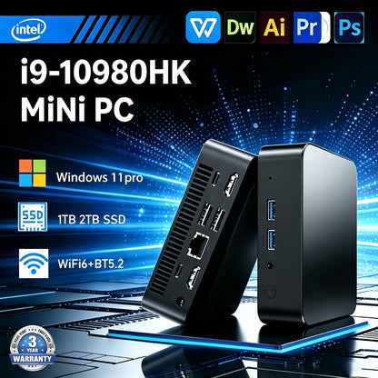 Erilles Mini PC Intel i9 10980HK | 16/32GB RAM | 1TB/2TB SSD | WiFi 6 | Windows 11