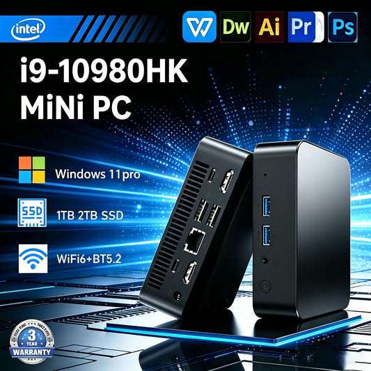 Erilles Mini PC Intel i9 10980HK | 16/32GB RAM | 1TB/2TB SSD | WiFi 6 | Windows 11
