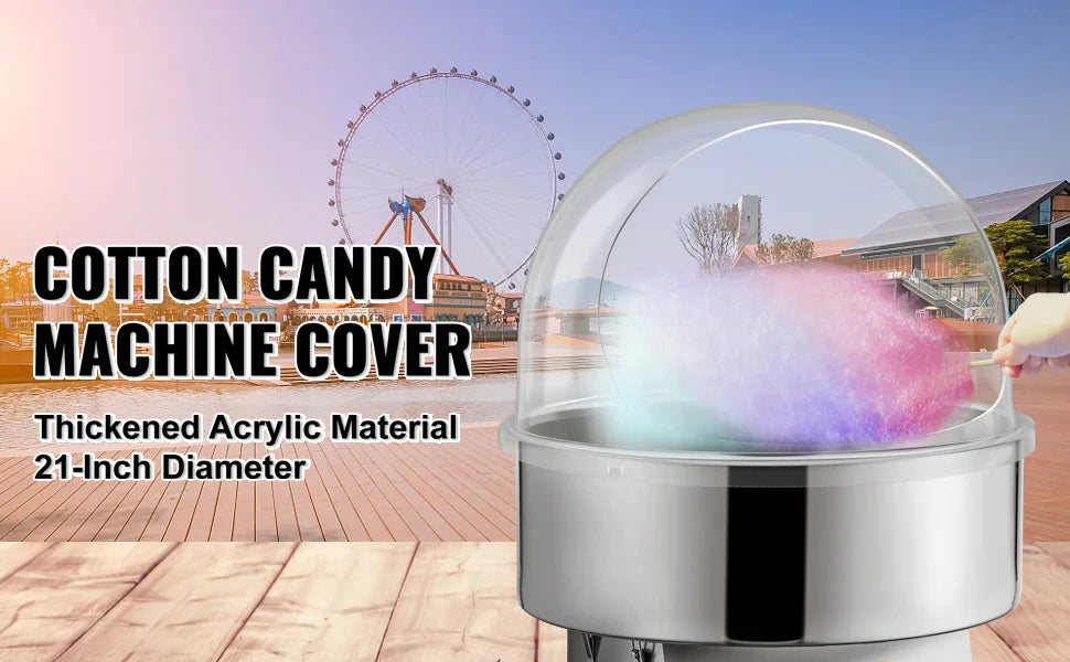 SucceBuy 21" Commercial Cotton Candy Machine Cover – Clear Bubble Shield Dome
