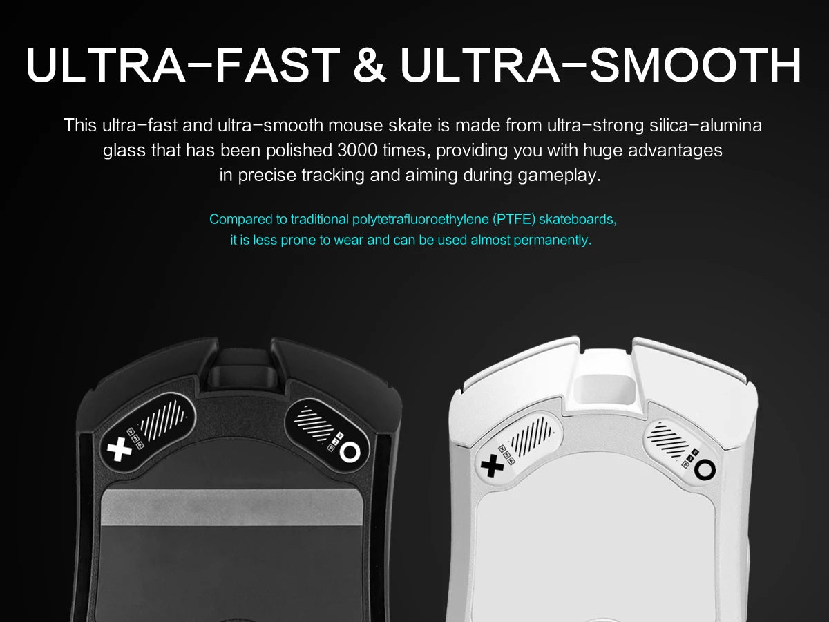 Glass Mouse Skates for Razer DeathAdder V3 Pro – Smooth Replacement Mouse Feet, Black & White