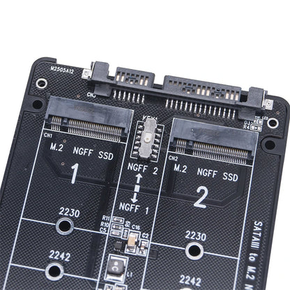 Dual M.2 to SATA 3.0 Adapter Card – NGFF B Key, 6Gbps, Supports 2230/2242/2260/2280 SSDs