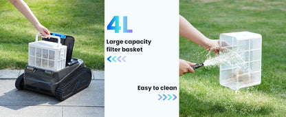 Cordless Robotic Pool Cleaner | 4 Motors, Wall & Waterline Cleaning, 300min Battery, Inground Pools