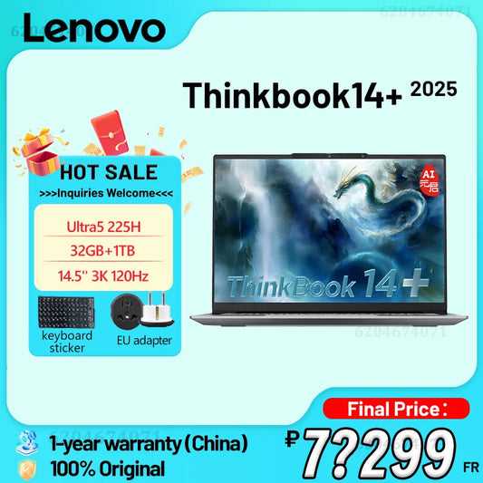 Lenovo ThinkBook 14+ 2025 – Intel Ultra 5 225H, 32GB DDR5, 1TB SSD, 14.5" 3K 120Hz, Windows 11