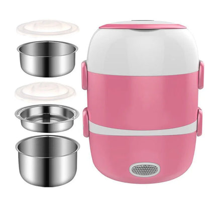 Electric Heating Lunch Box – 2L, 1-3 Layer, Portable Bento Box Rice Cooker, 200W Stainless Steel | 110V | US/EU/UK