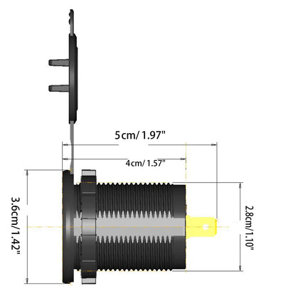 63W Aluminum USB-C Car Charger Socket – PD & QC3.0 Dual Port, 12V/24V for Car, Boat & Motorcycle