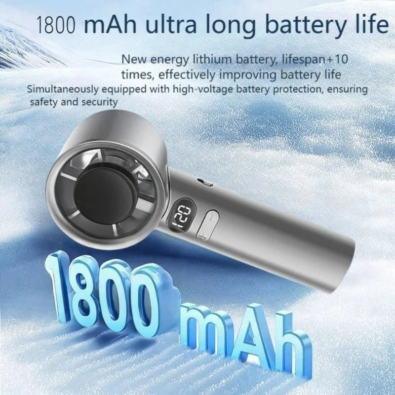 Portable Mini Personal Fan – 120-Speed Digital Display & Ice Cooling