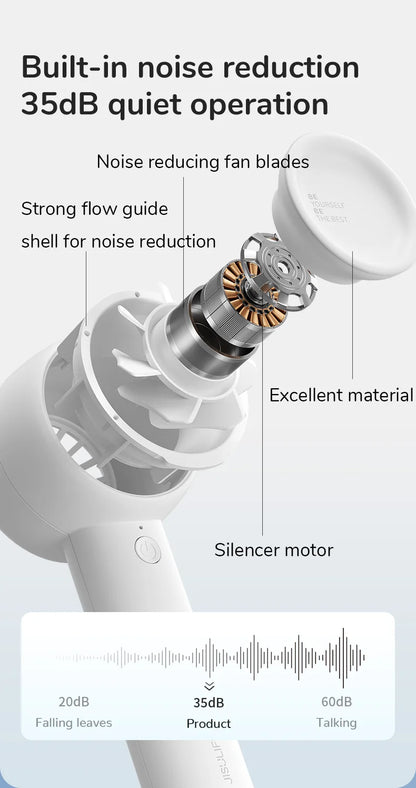 JISULIFE Mini Portable Bladeless Fan | 4W Turbo | 2000/4500mAh | CE Certified | Pocket Hand Fan | White / Brown / Green
