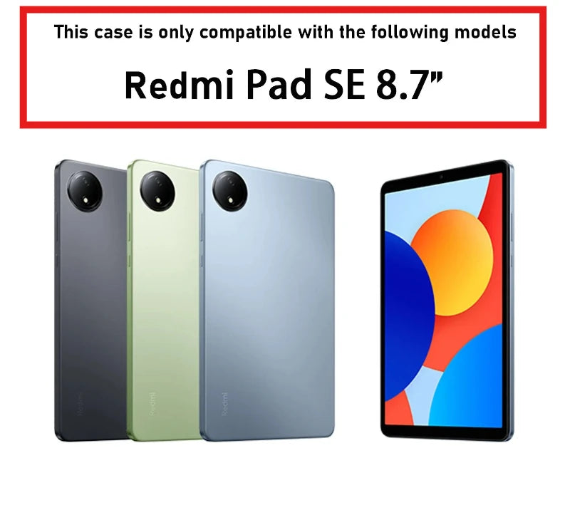 Xiaomi Redmi Pad SE 8.7" Case | PU Leather Smart Flip Cover | Auto Sleep | Stand | 8 Colors