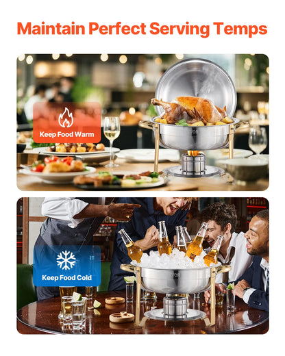 SucceBuy 4-Pack Round Chafing Dish Buffet Set – Stainless Steel Catering Warmer