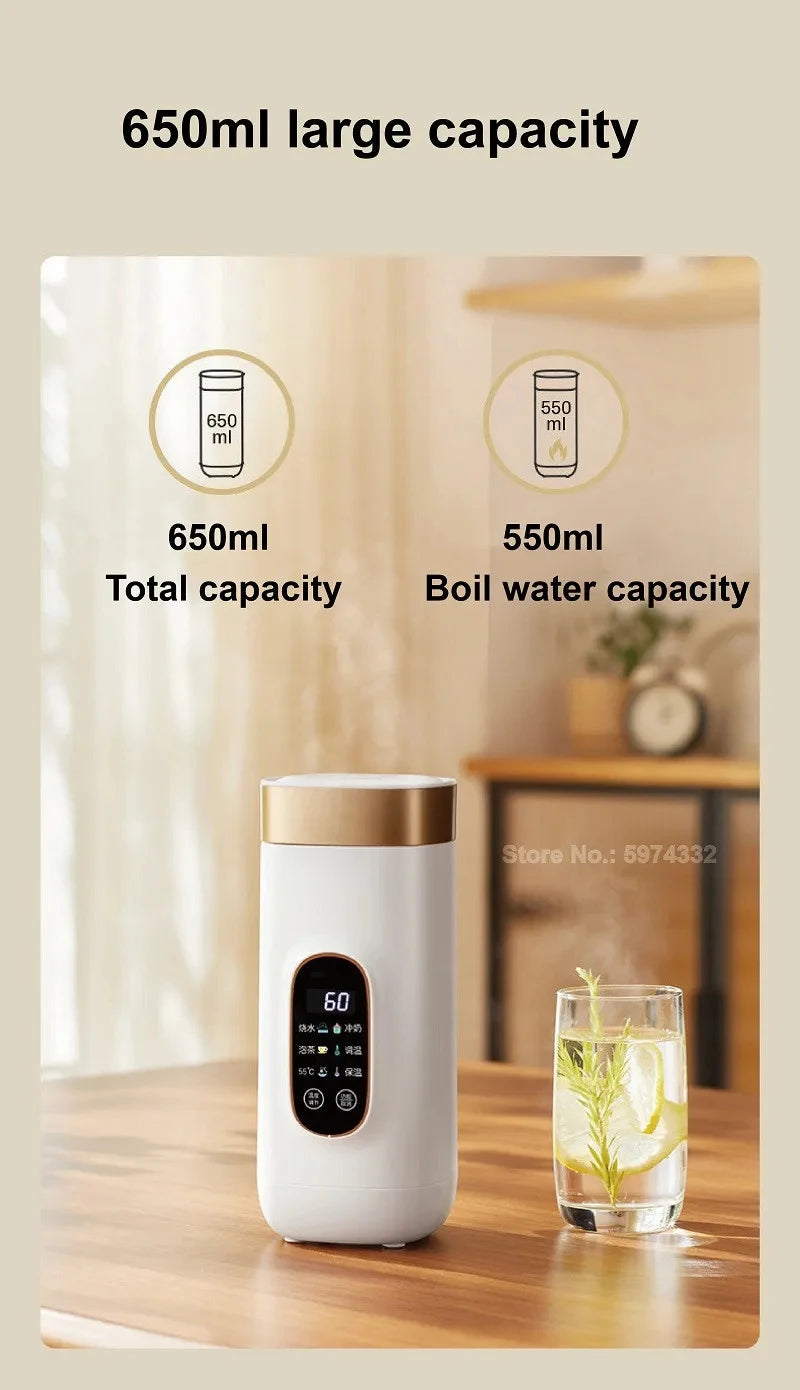 650ml Portable Electric Travel Kettle – 400W, Temperature Control, Auto Keep Warm | Office & Travel Teapot