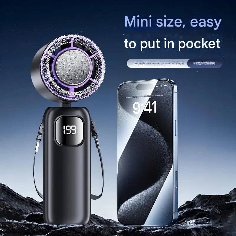 Portable Rechargeable Turbo Fan – Handheld & Desktop, Camping & Office Use