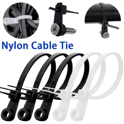 Self-Locking Nylon Cable Ties with Screw Hole Mount 100–200pcs